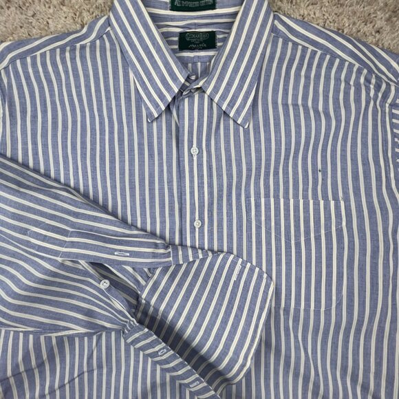 Gitman Bros For Murrs 16.5 33 USA Button Up Dress Shirt Blue Yellow Striped - Picture 1 of 11